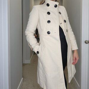 Womens Vintage Mango Double Breasted Long Coat, Cream